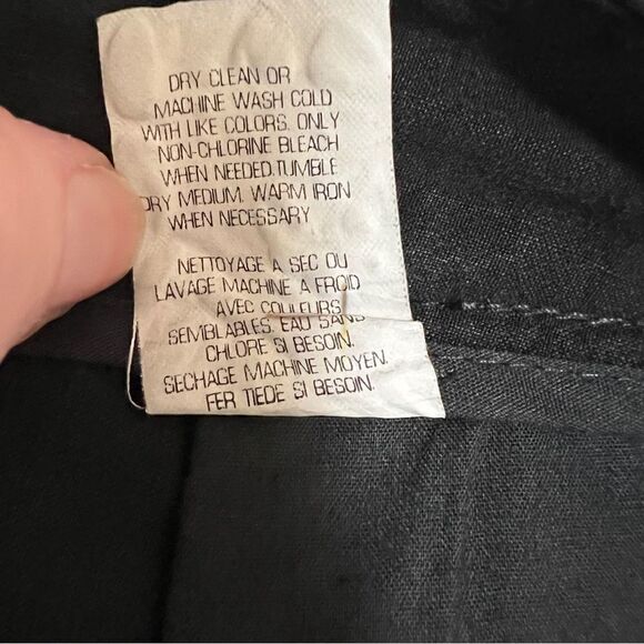 Theory Rich Black Linen Blend Tapered Cargo Style Cropped Pants - Picture 13 of 14